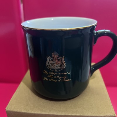 Gevalia Kaffe Green Mug Cup Coffee Tea Gold Accents Appointment King of Sweden