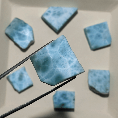 Ocean Meets Sky ~ 7 piezas piedras preciosas losas ásperas naturales dominicanas Larimar 14 mm-22 mm - Imagen 4 de 11