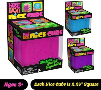 Schylling Nee Doh Nice Cube Sensory Squeeze Toy with Super Solid Squish Set of 3