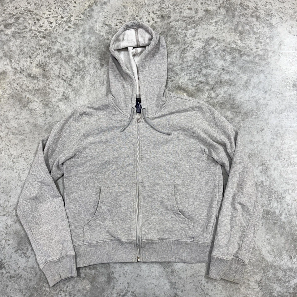 Винтажная женская толстовка с капюшоном Gap средний размер серая вересковая на молнии эластичная флисовая толстовка - Изображение 2 из 4