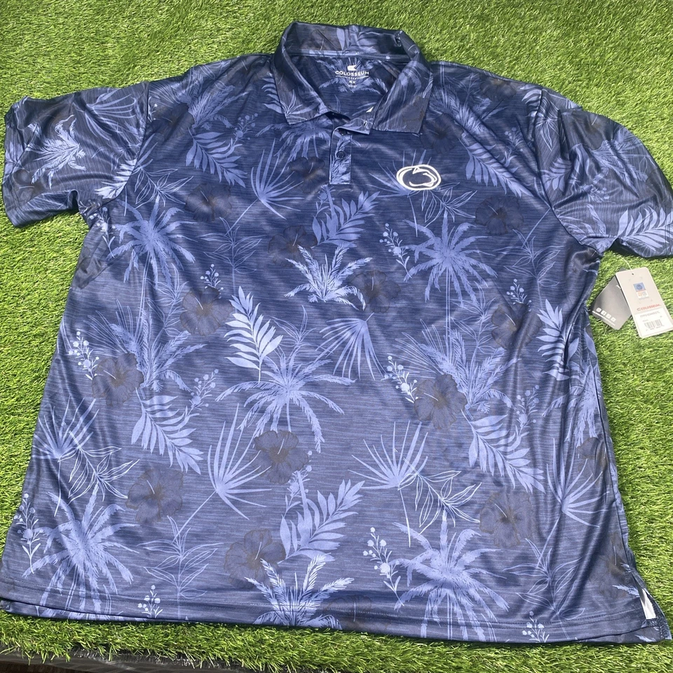 Penn State Nittany Lions Polo Shirt Floral Mens 4xl Colosseum NWT NCAA Blue  - Image 2 of 4