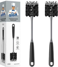 MR.SIGA Long Handle Bottle Brush, Flexible Scrub Brush for Water Black 
