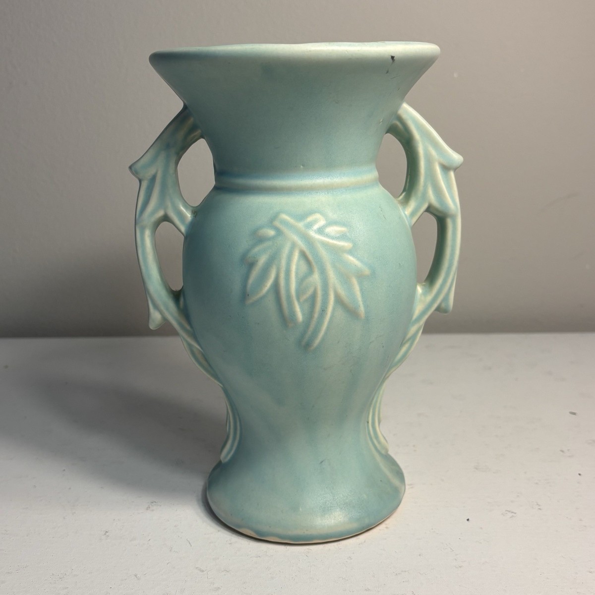 Vintage McCoy Matte Seafoam Green Double Handle Flower Vase | eBay