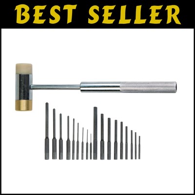 Master Roll Pin Punch Set with Dual Sided Hammer & Storage Case for Gunsmithing