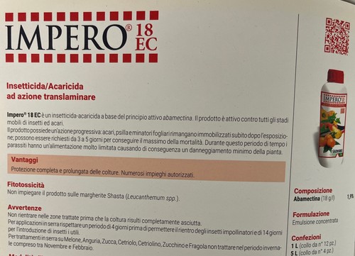 Impero EC Insetticida acaricida a base di Abamectina pura 1,90% Conf.da 1lt. - Foto 5 di 7