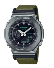 Casio G-STEEL 2100 Series Analog & Digital Green Cloth Band GM2100CB-3A