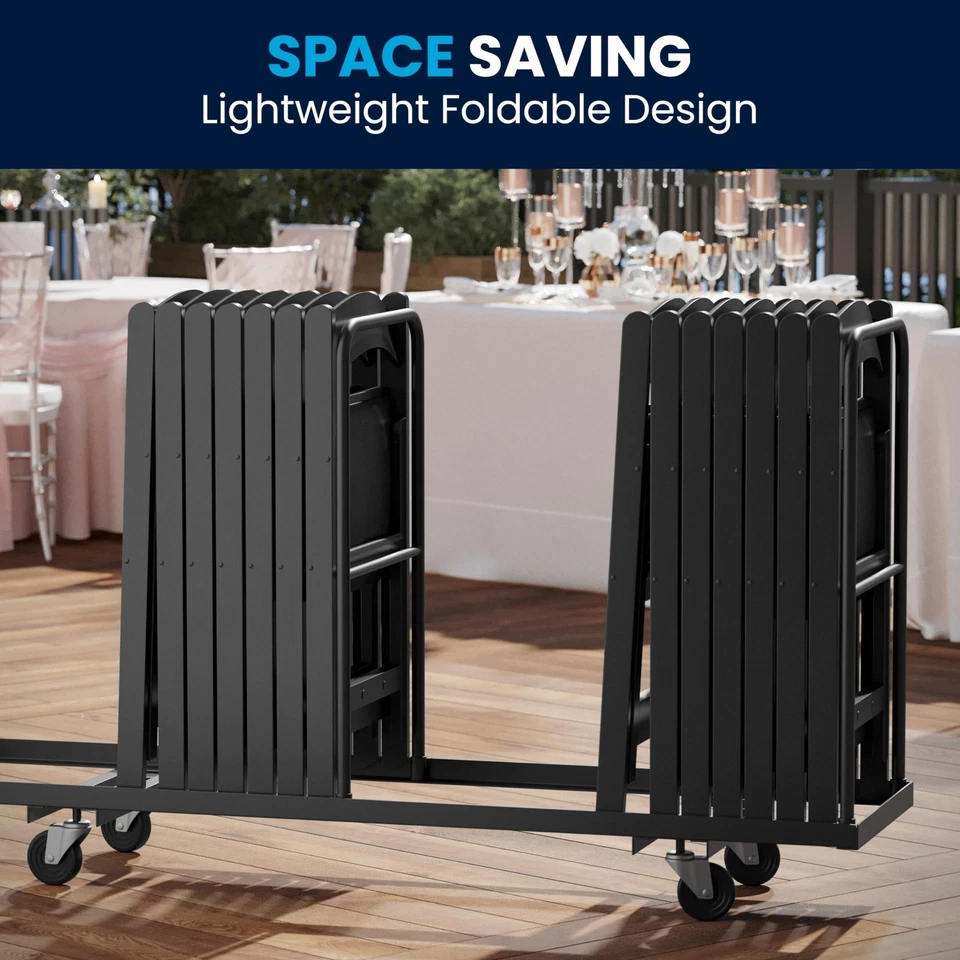 Juego de 2 Sillas Plegables Ligeras Negras Interior Exterior Apilables Asientos para Eventos Foto 3 de 4