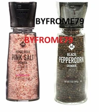 Member's Mark Whole Black Pepper 7oz & Himalayan Pink Salt 14.3oz Grinders - NEW
