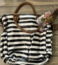 Zohzo Black And White Bradshaw Diaper Tote 13.5  H x 16  W x 6  D