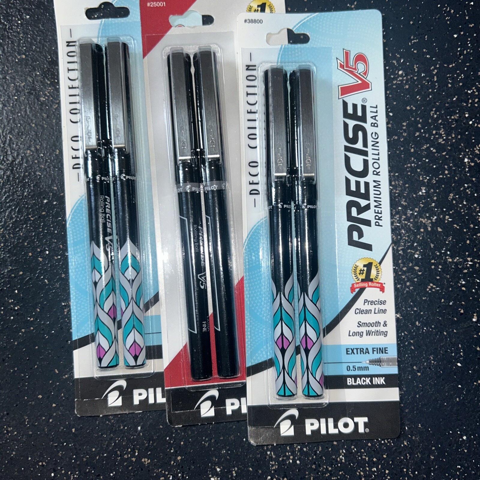 Pilot Precise V5 Premium Roller Pen X-Fine 4 Deco & 2 Black