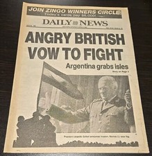 Daily News Saturday, April 3, 1982 Falklands Invasion Partial Paper Daily News Saturday, April 3, 1982 Falklands Invasion Partial Paper