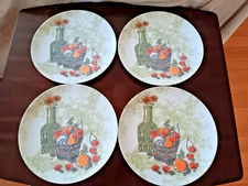 Texas Ware Melamine Dinner Plates Flowers & Fruit Design Set of 4