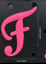 Pink Letter F Initial Bogg Bag Charm Rubber Beach Tote Accessory 4" New