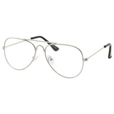 Fake Kids Silver Aviator Glasses Non Prescription Clear Lens Children Age 3-10 