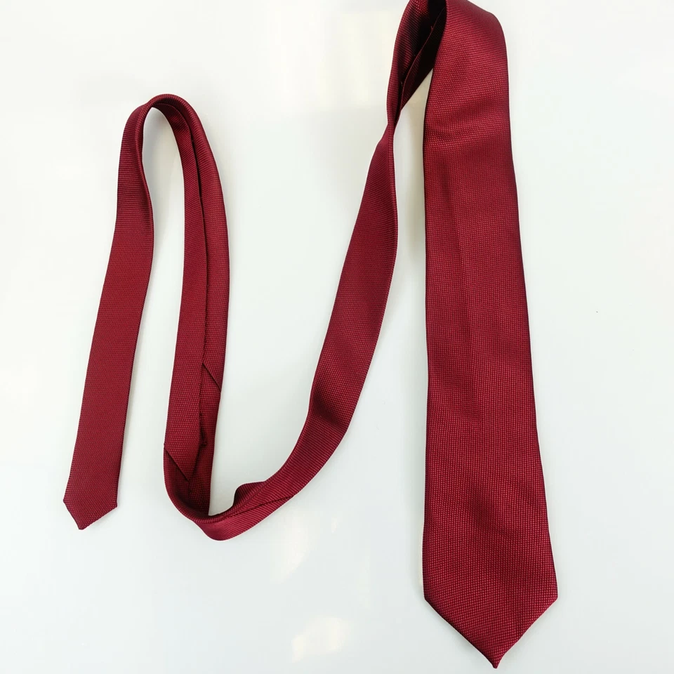 Umo Lorenzo Corbata Cuello Para Hombres Vino Tinto Granadina Sólida Traje Formal Boda Estrecho Foto 3 de 4