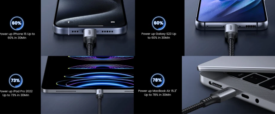 USB-C type male to USB-C type male Cable 1m, UGREEN/15373 - Image 3 of 4
