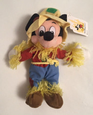 Disney Store SCARECROW MICKEY - Mickey Mouse 8" Mini Bean Bag - Vintage New  