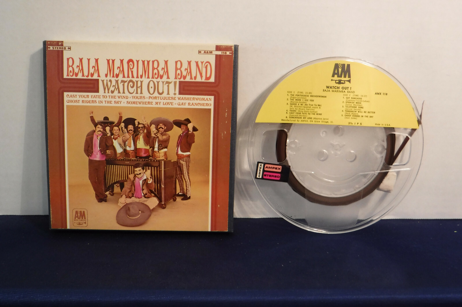 Baja Marimba Band, Watch Out!, AMX 118, 4 track 3.75 IPS Reel to Reel