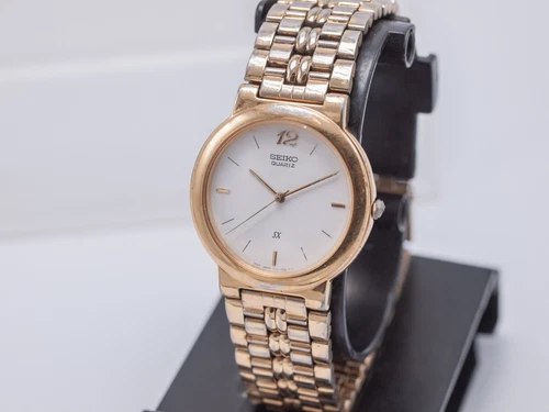1992 vtg - Seiko SX V701-1K00 Men's Quartz White Dial 33mm Gold Tone Dress Watch