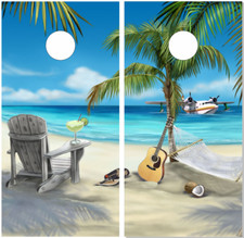 Beach Theme LAMINATED Cornhole Wrap Bag Toss Skin Decal Sticker