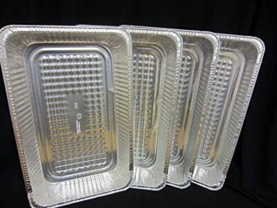 4 x extra große Größe rechteckige Folie Röstpfanne/Backen 52cm x 33cm x 7cm