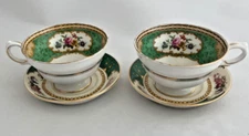 TWO SAMPSON BRIDGWOOD & SON TEACUP AND SAUCER "Brantwood"