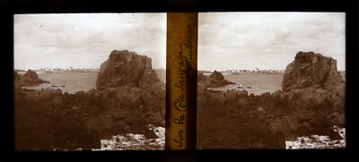 Quiberon.Bretagne.La Côte Sauvage.Vue stereo sur verre 6x13.Stereo Glass.1930.