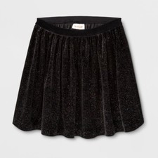 Cat  Jack Girls' Black Velvet Glitter Sparkle A Line Skirt, Size XS 4/5