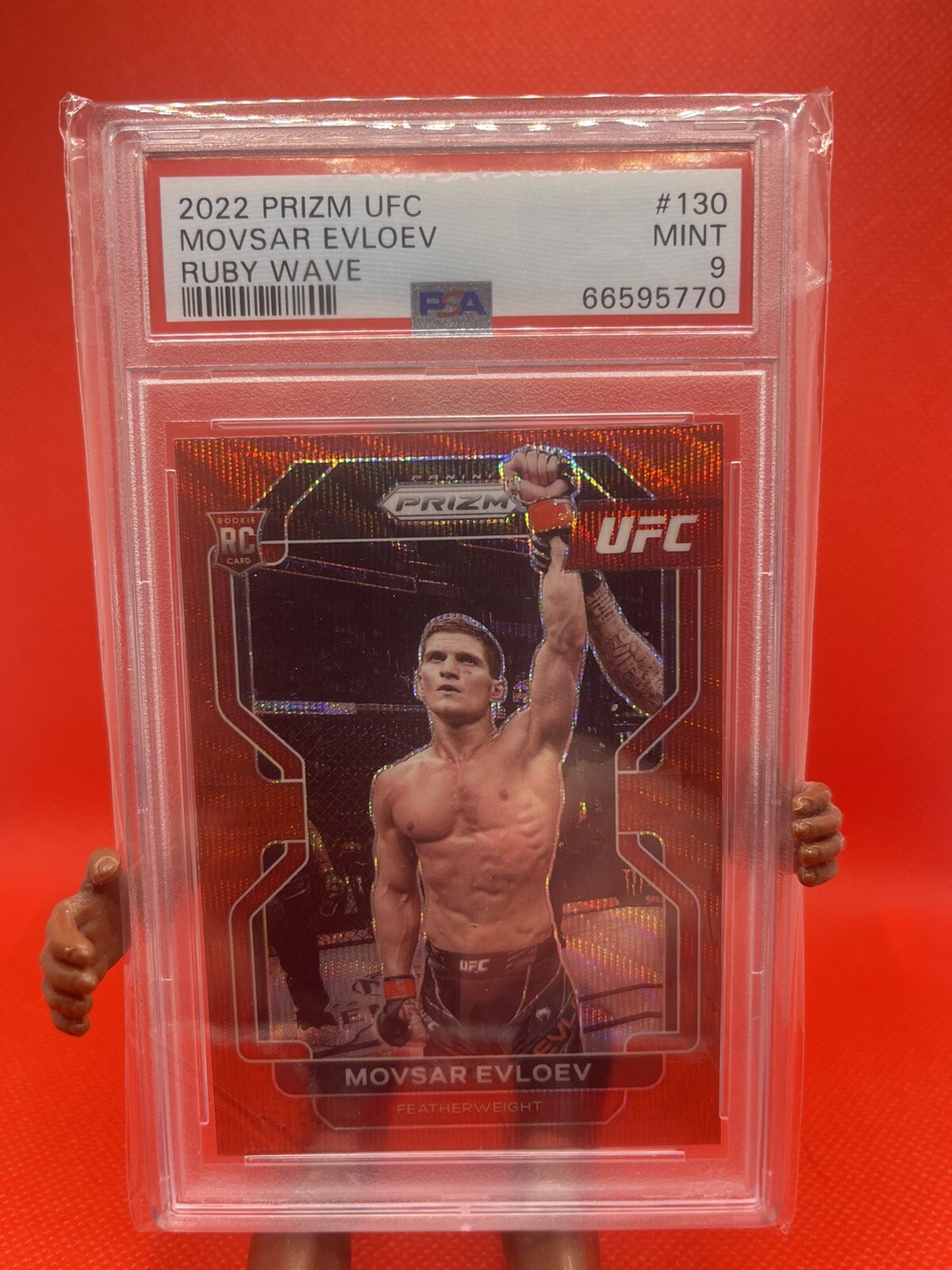 Movsar Evloev PSA 9  2022 Panini Prizm Ruby Wave Rookie POP 1