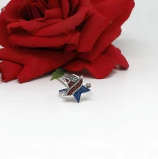 Sterling Silver Red White Blue CZ Star JTV USA  Ring Size 8 3.65g CAT RESCUE