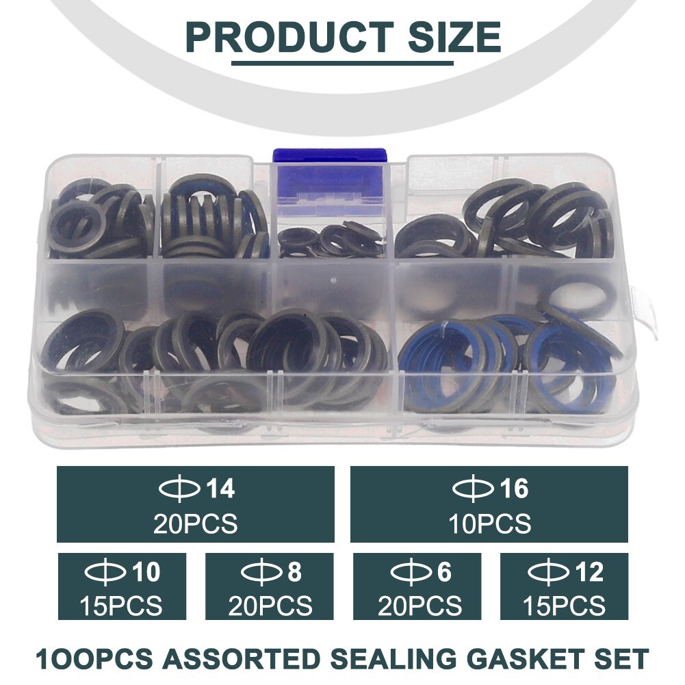 100pcs/245pcs*Assorted Sealing Gasket Set Rubber Combination Gasket Repair Box