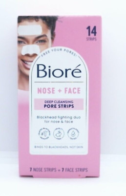 Biore Nose + Face Deep Cleansing Pore Strips - 7 Nose Strips & 7 Face Strips