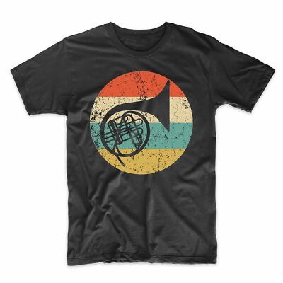 French Horn T-Shirt - French Horn Musical Instrument Silhouette Retro Band  Shirt | eBay