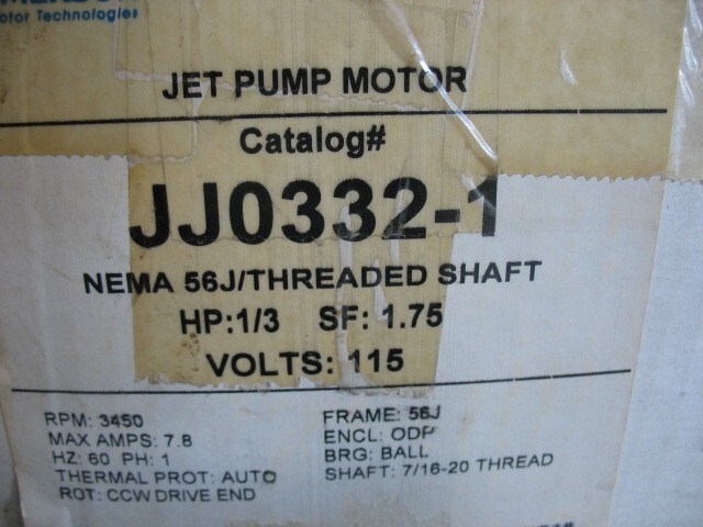 EMERSON JJ0332-1 1/3 HP ELECTRIC JET PUMP MOTOR 115V 3450