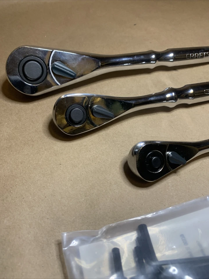 CRAFTSMAN  3pc 1/4 3/8 1/2 Ratchet Set 99962 99964 99967 Socket Wrench Hex Key - Image 2 of 4