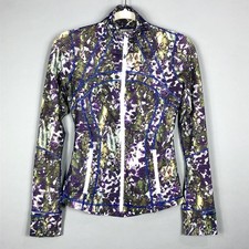 Lululemon Define Floral Jacket SZ 4 Sport Green Purple Full Zip Gym Yoga Casual
