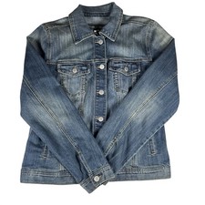 Maurices Women's Size M Blue Denim Jeans Jacket Pockets Top
