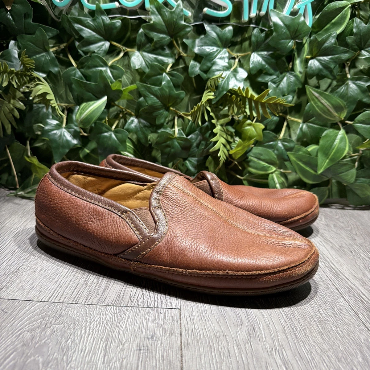 LL Bean Elkhide Slippers Mens 10 Brown Leather Slip On Cozy Cabin Fall Comfort L.L. Bean Elkhide Slippers Mens – Geartrade.com main image 2