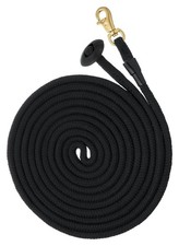 Tough 1 Rolled Cotton Lunge Line with Solid Brass Snap, Black, 25' 25', Black