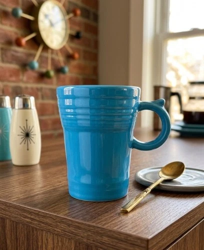 Homer Laughlin Fiesta Ware Peacock Blue 18 Oz Latte Mug EUC