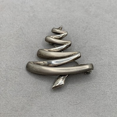 Vintage B.A.B. Sterling Silver Modernist Christmas Tree Brooch