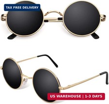 Retro round Polarized Sunglasses Circle Metal UV400 Protection E01