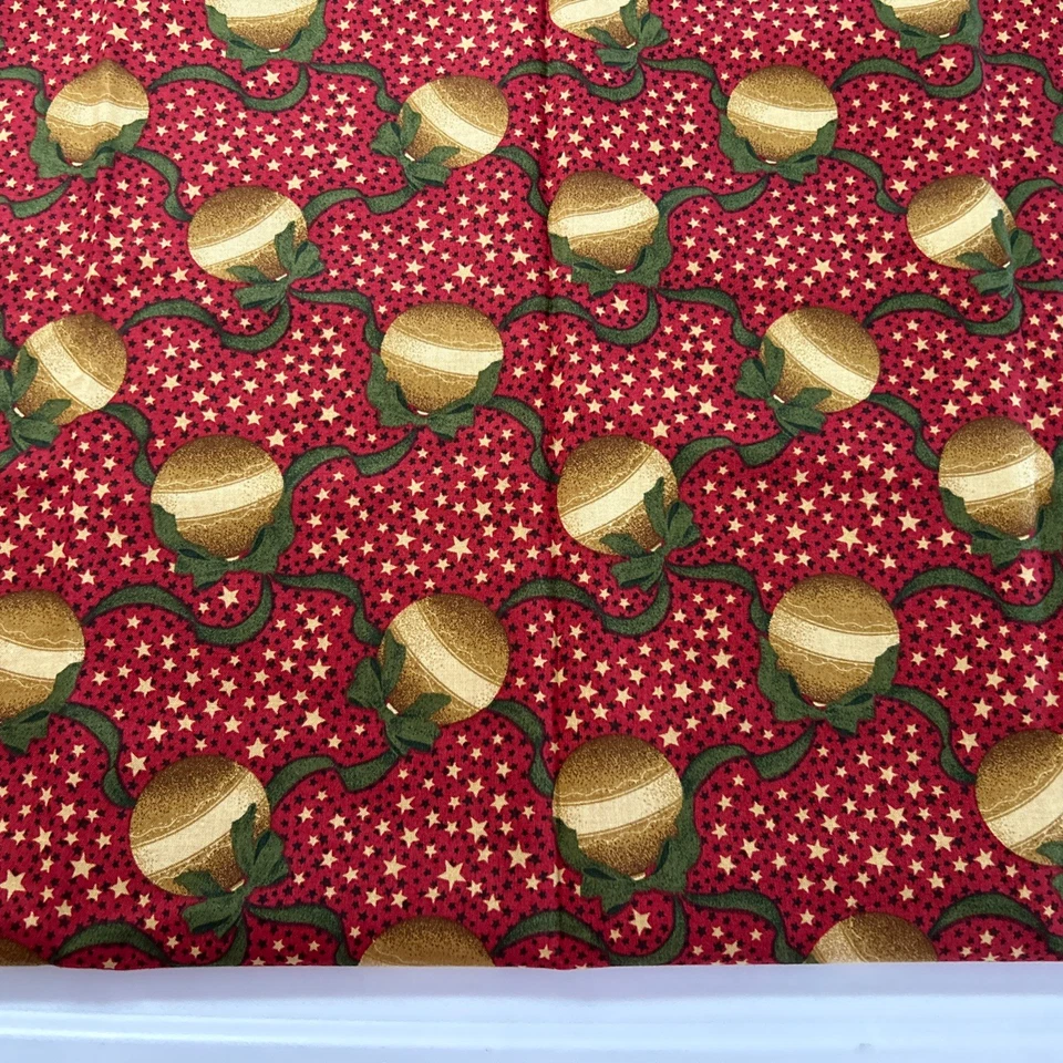 Fabric Cotton 2 YardsX 44” Wide Red & Gold Quilting Crafts Christmas Punch - Image 2 of 2