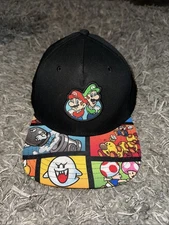 Super Mario Luigi Snapback Youth Flat Bill Gamer Baseball Cap Hat BioWorld