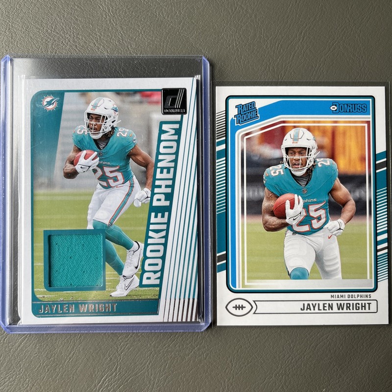 Jaylen Wright Rookie Phenom Patch Rated Rookie 2024 Panini Donruss Dolphins