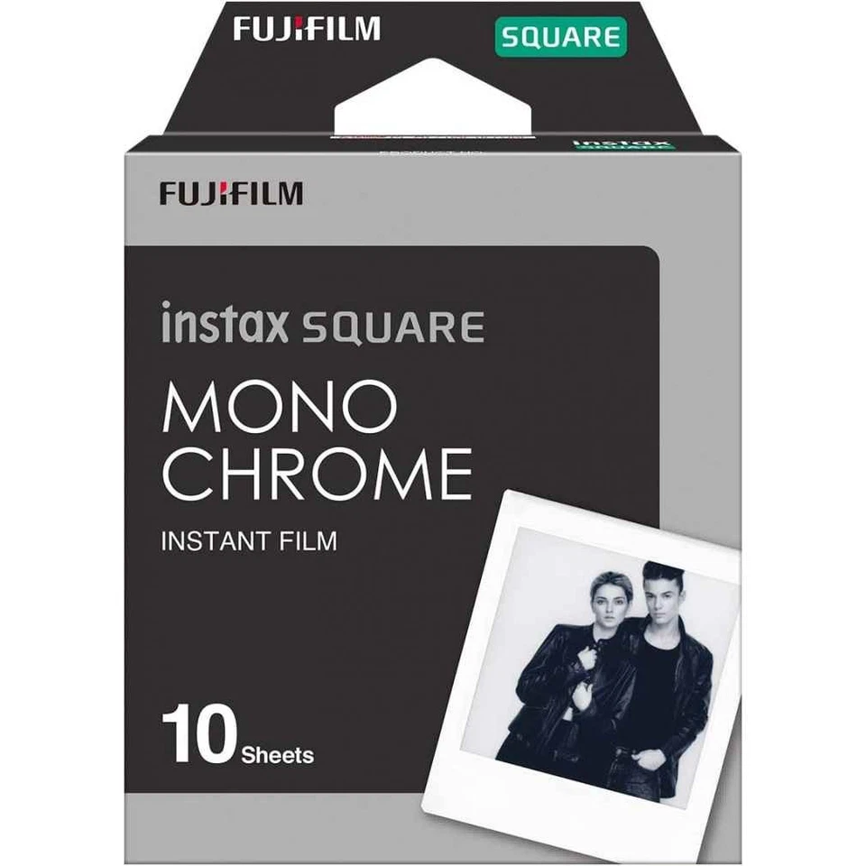 Bande Fujifilm Instax Square Mono Chrome Film de 10 pose Couleurs