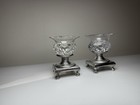 Antique French Empire 1819-1838 .95 Silver Mounted Cut Crystal Salt Cellars Pair — photo 5
