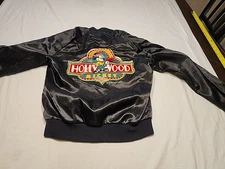VTG 80s Walt Disney Mickey Mouse Chalk Line Satin Bomber Jacket Large Mens Small