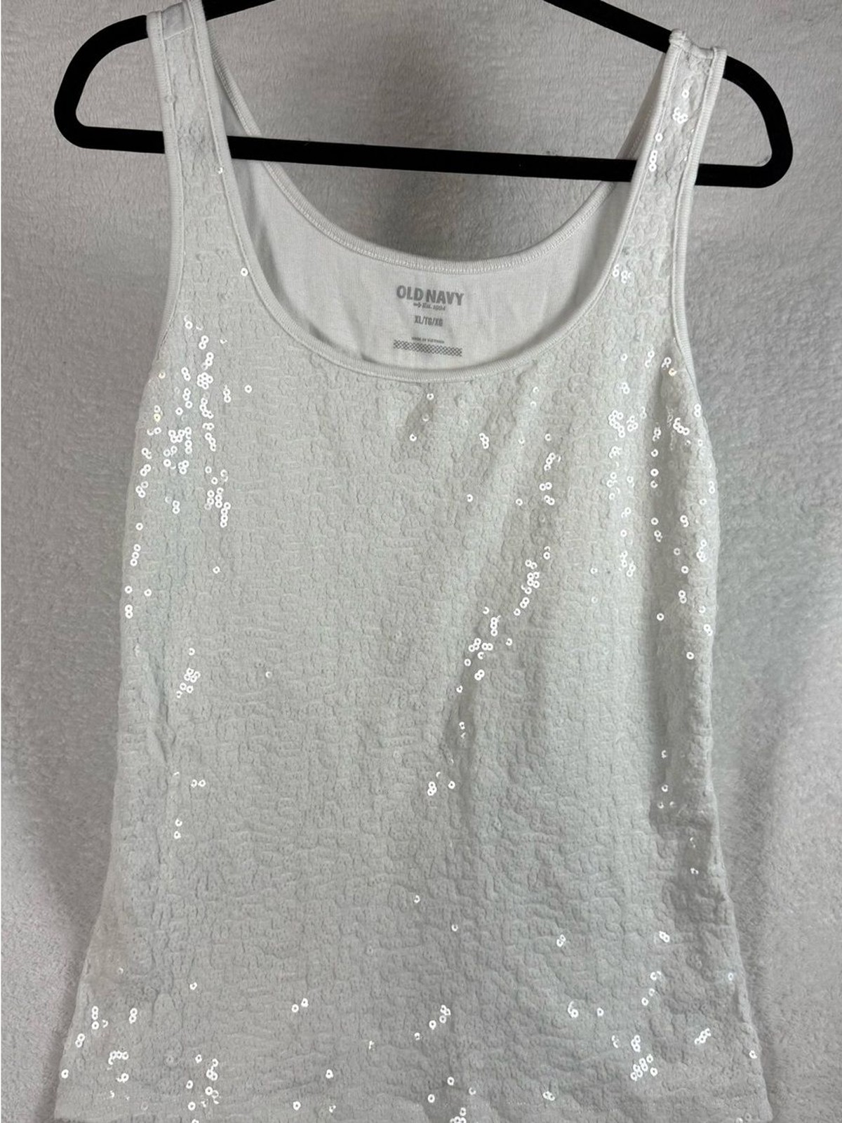 Old Navy White Sequin Scoop Neck Tank - Size XL