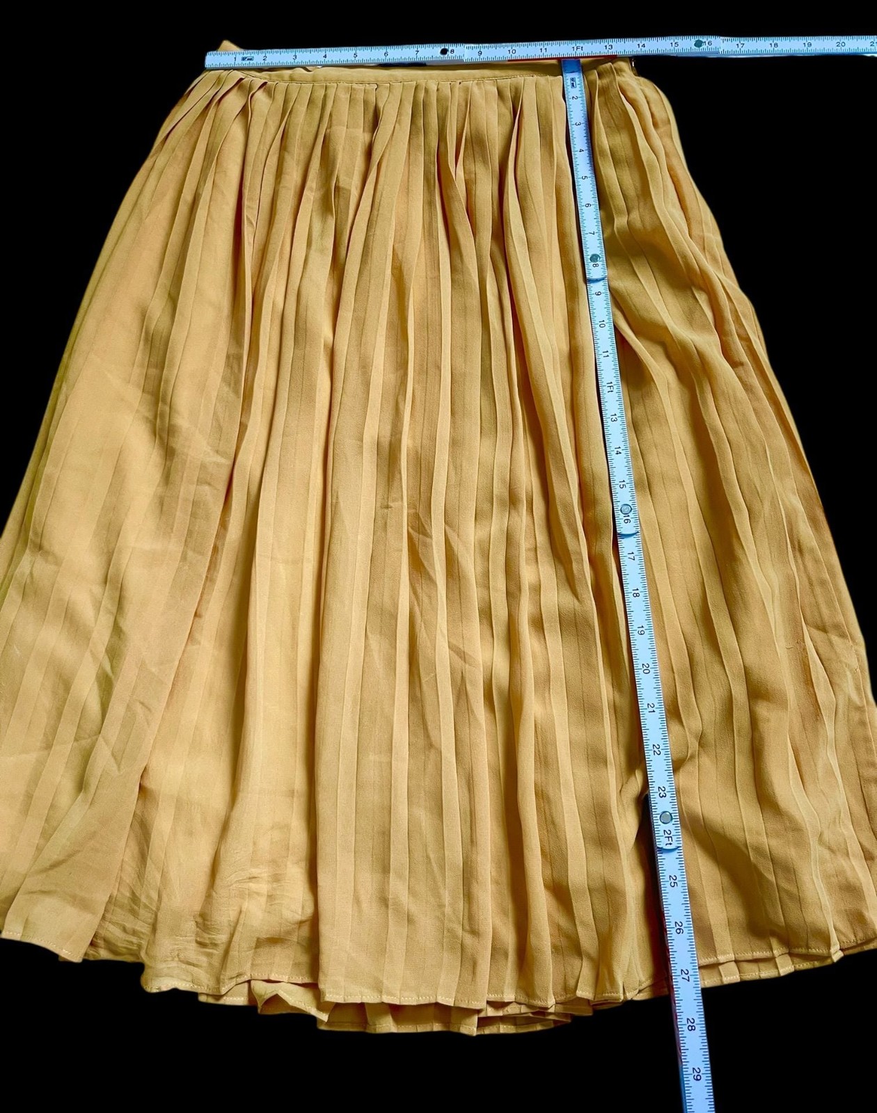 Comme Toi Chiffon Knife Pleated Chiffon Midi Skirt Camel Tan Size M image 4